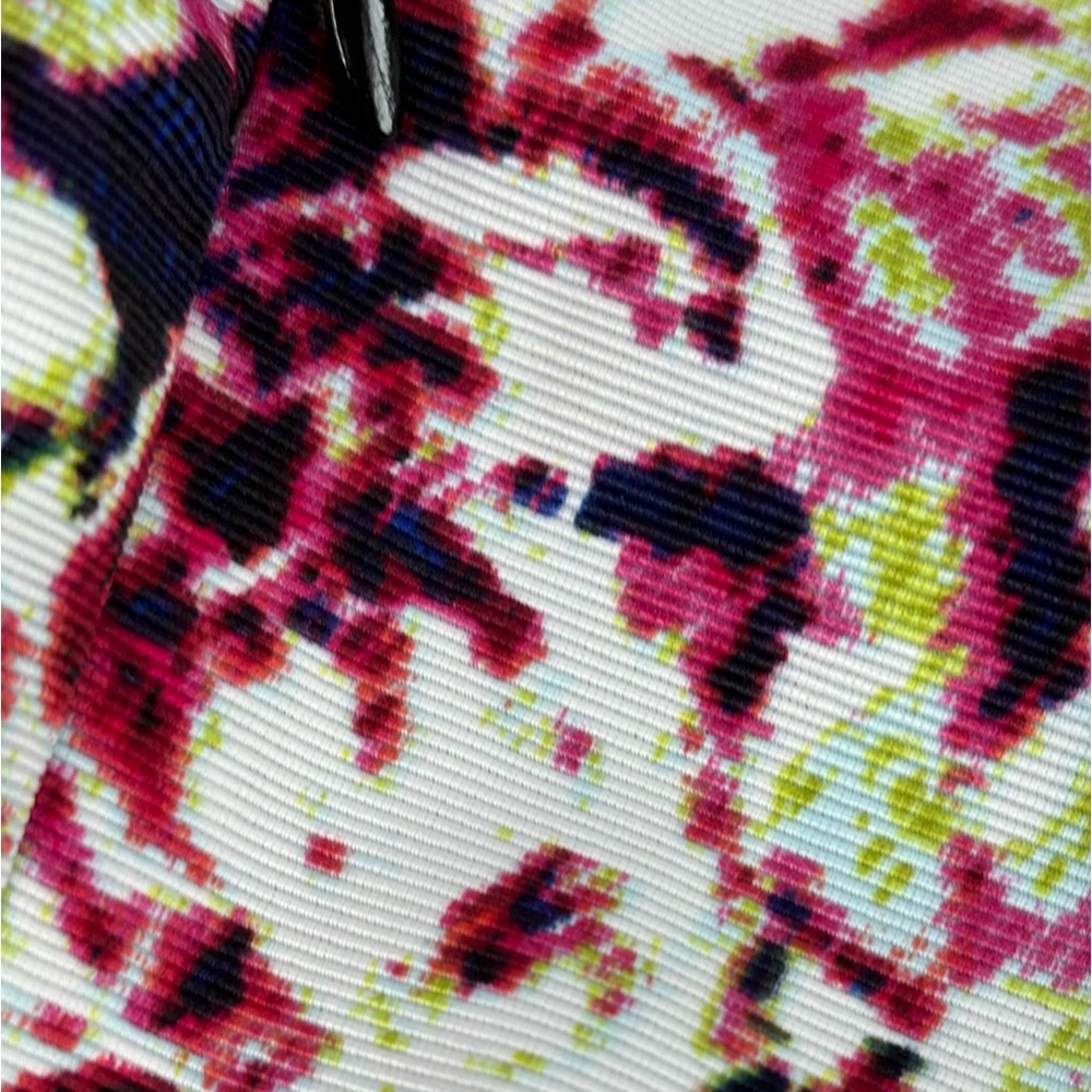 Floral A-line Tiered Full Mini Skirt Textured Grosgrain Fabric Lined w Pockets 4 - Picture 7 of 15